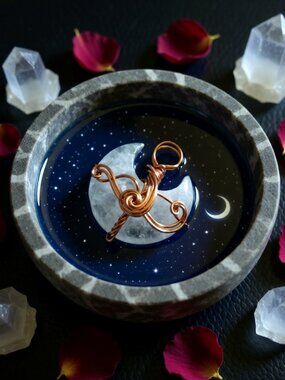 Extraordinary! Gorgeous Wire Wrapped Quartz Moon Pendant - Celtic Pagan Vibes